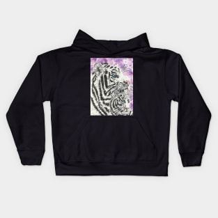 White tiger and baby tiger  cat Kids Hoodie